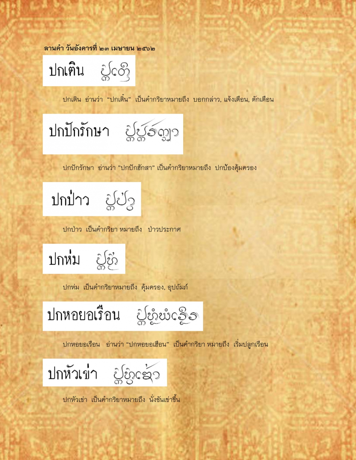 ปกเติน ปกหัวเข่า - 23 เมษายน 2562